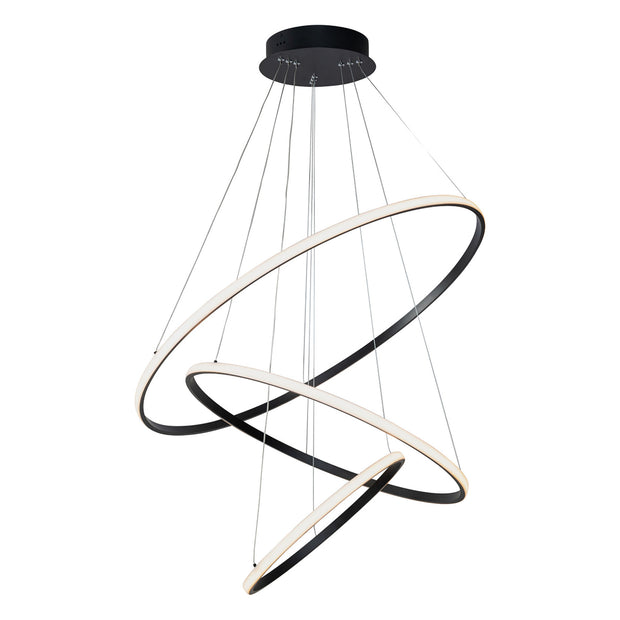 Crown Black 100W 3000K 3 Ring LED Pendant