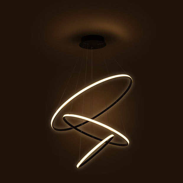 Crown Black 100W 3000K 3 Ring LED Pendant