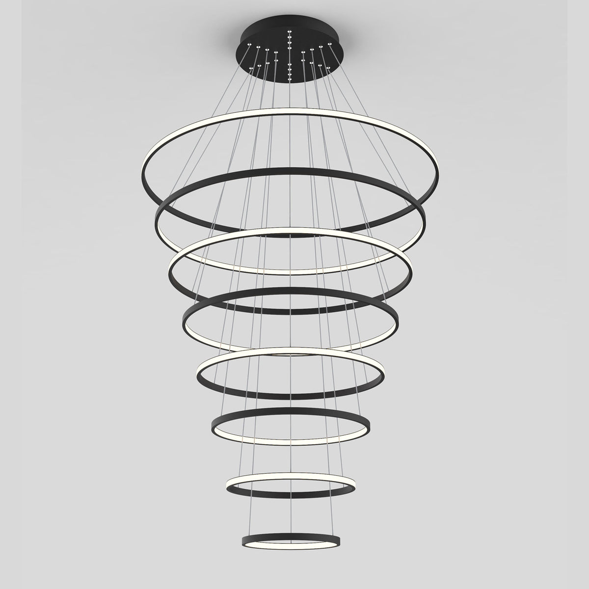 Crown Black 280W 3000K 8 Ring LED Pendant