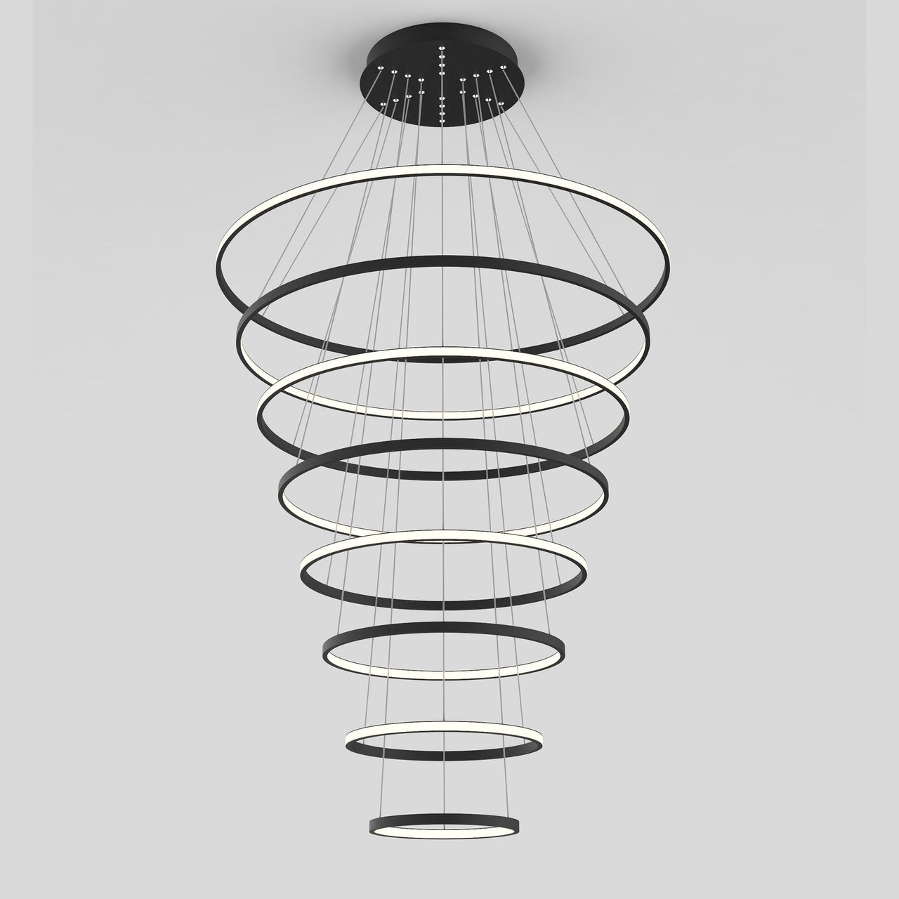 Crown Black 280W 3000K 8 Ring LED Pendant