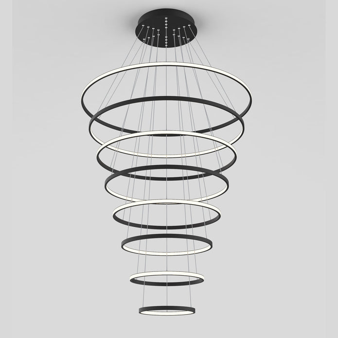 Crown Black 280W 5000K 8 Ring LED Pendant