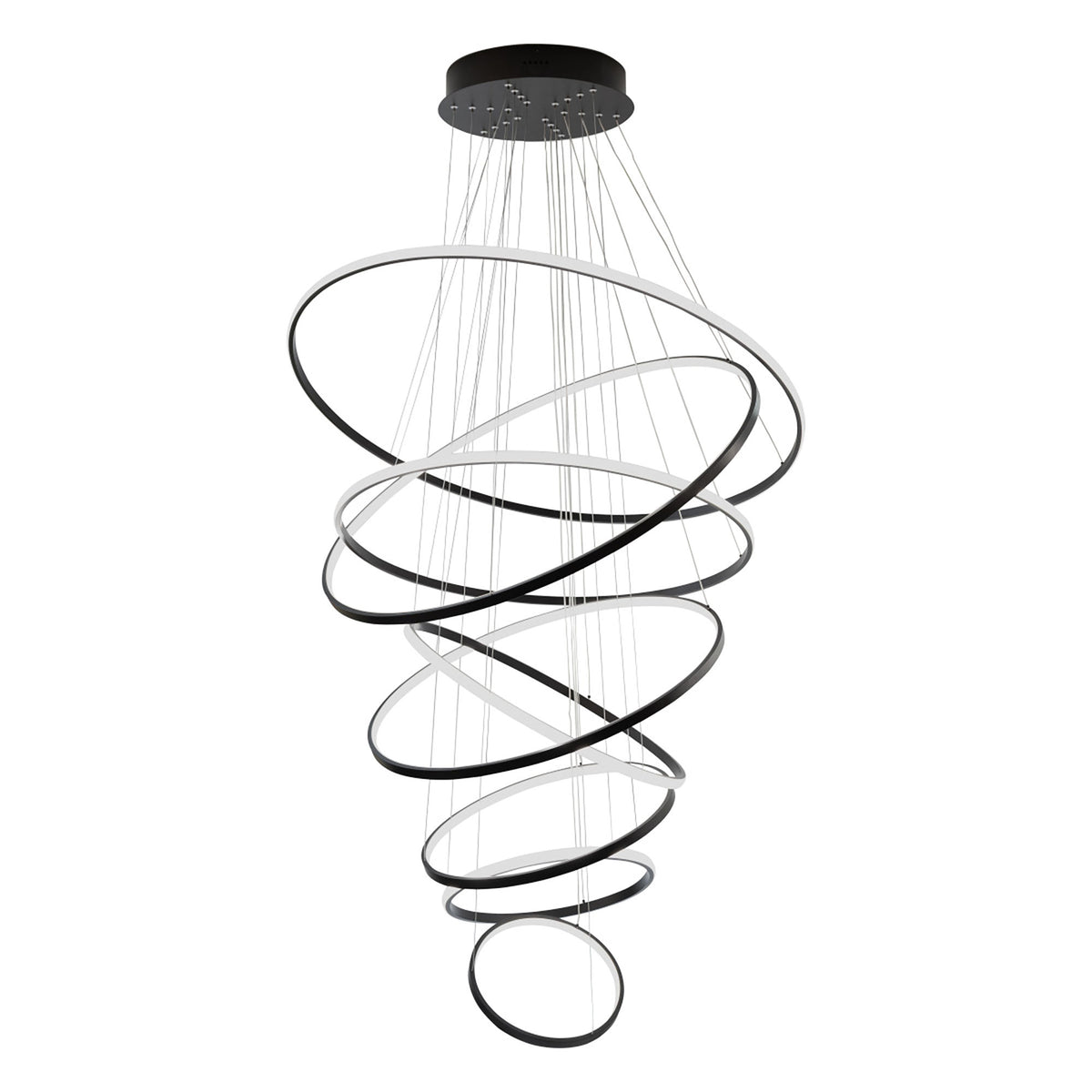 Crown Black 280W 5000K 8 Ring LED Pendant