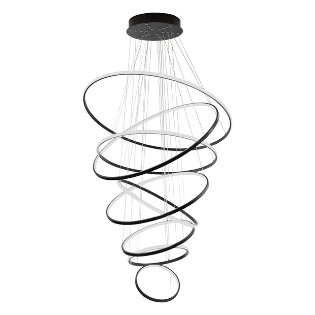 Crown Black 280W 5000K 8 Ring LED Pendant