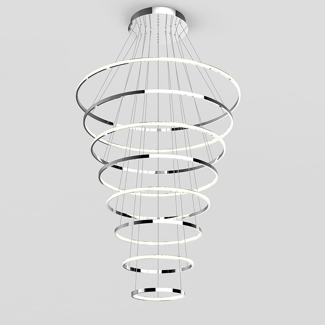 Crown Chrome 280W 5000K 8 Ring LED Pendant