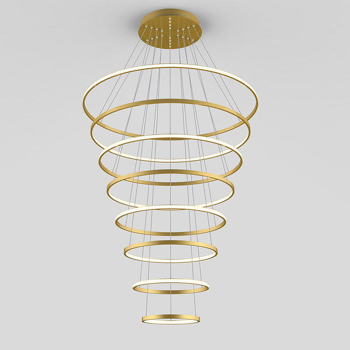 Crown Gold 280W 3000K 8 Ring LED Pendant