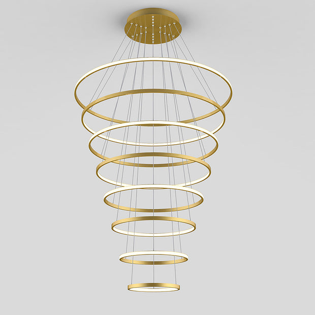 Crown Gold 280W 3000K 8 Ring LED Pendant