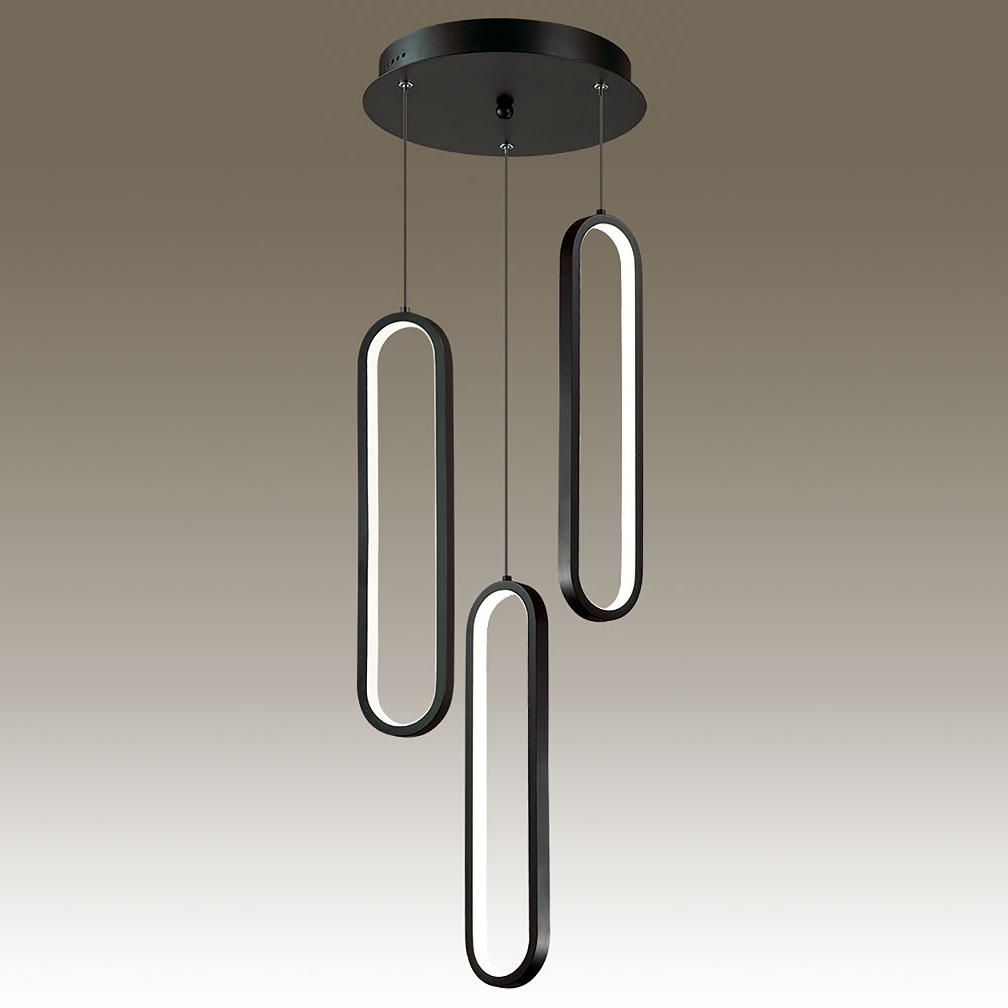 Oval LED Pendant- 3L-BLK-5K