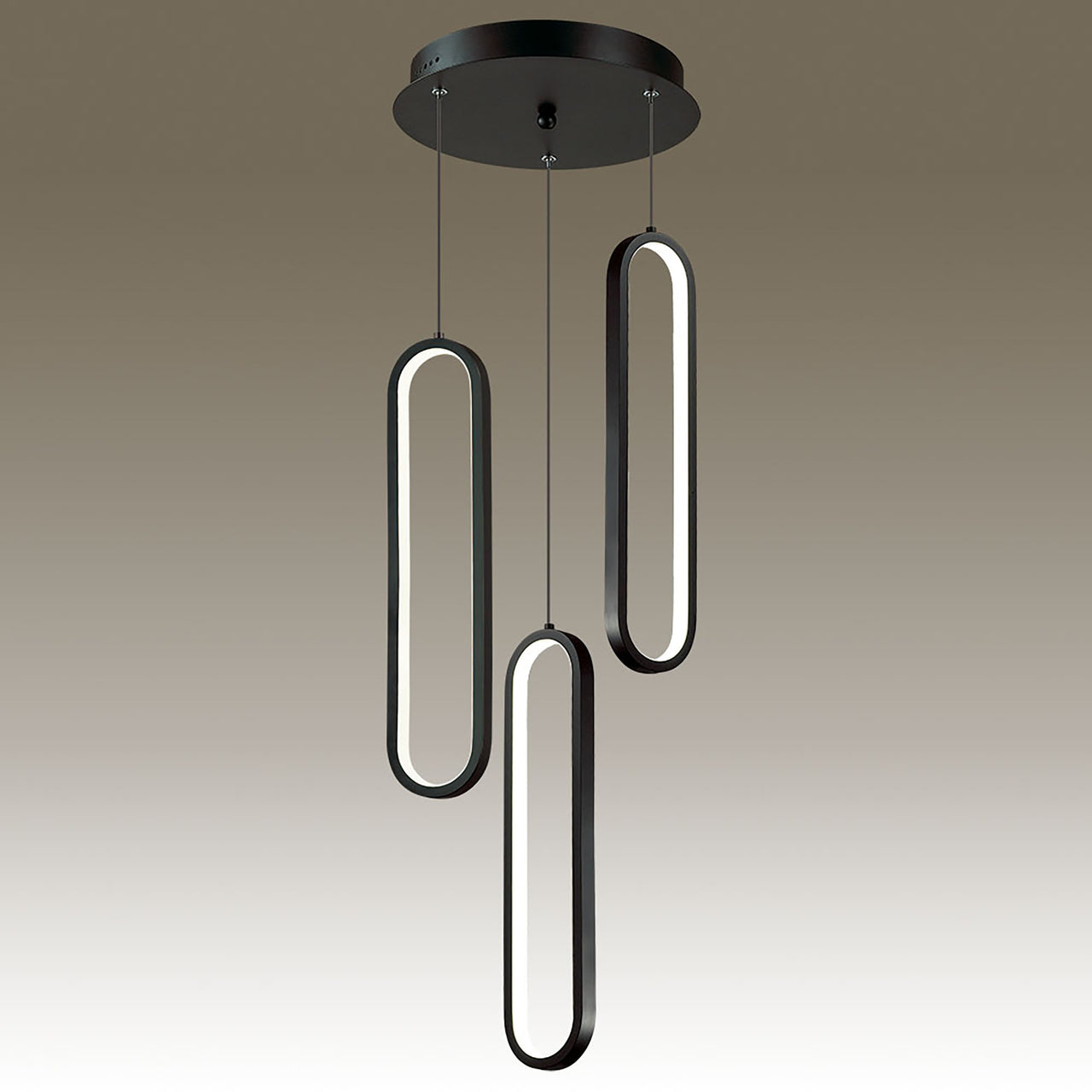Oval LED Pendant- 3L-BLK-5K