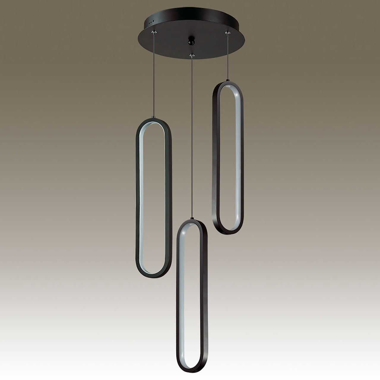 Oval LED Pendant- 3L-BLK-5K