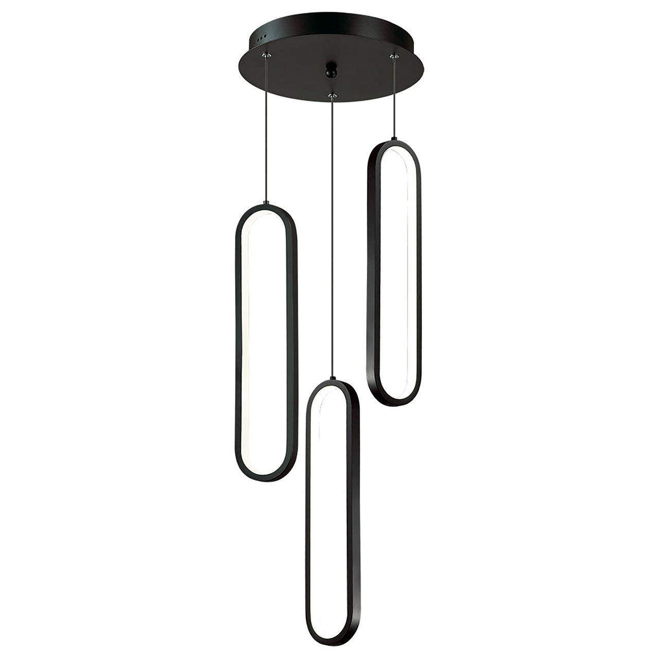 Oval LED Pendant- 3L-BLK-5K