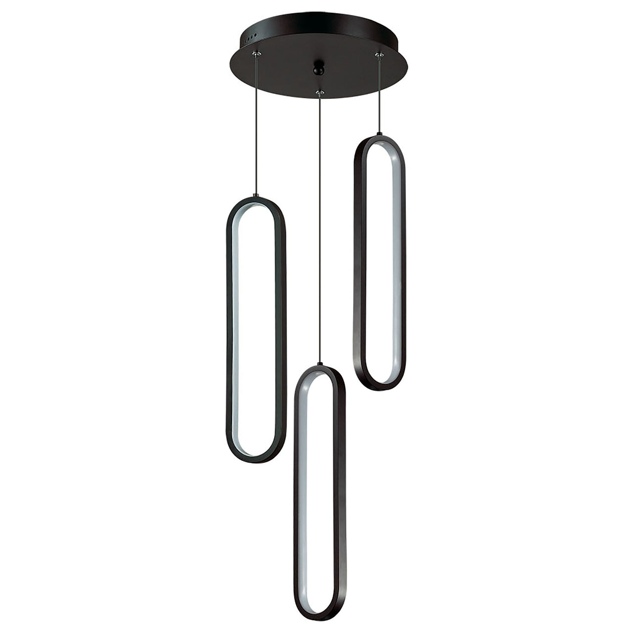 Oval LED Pendant- 3L-BLK-5K