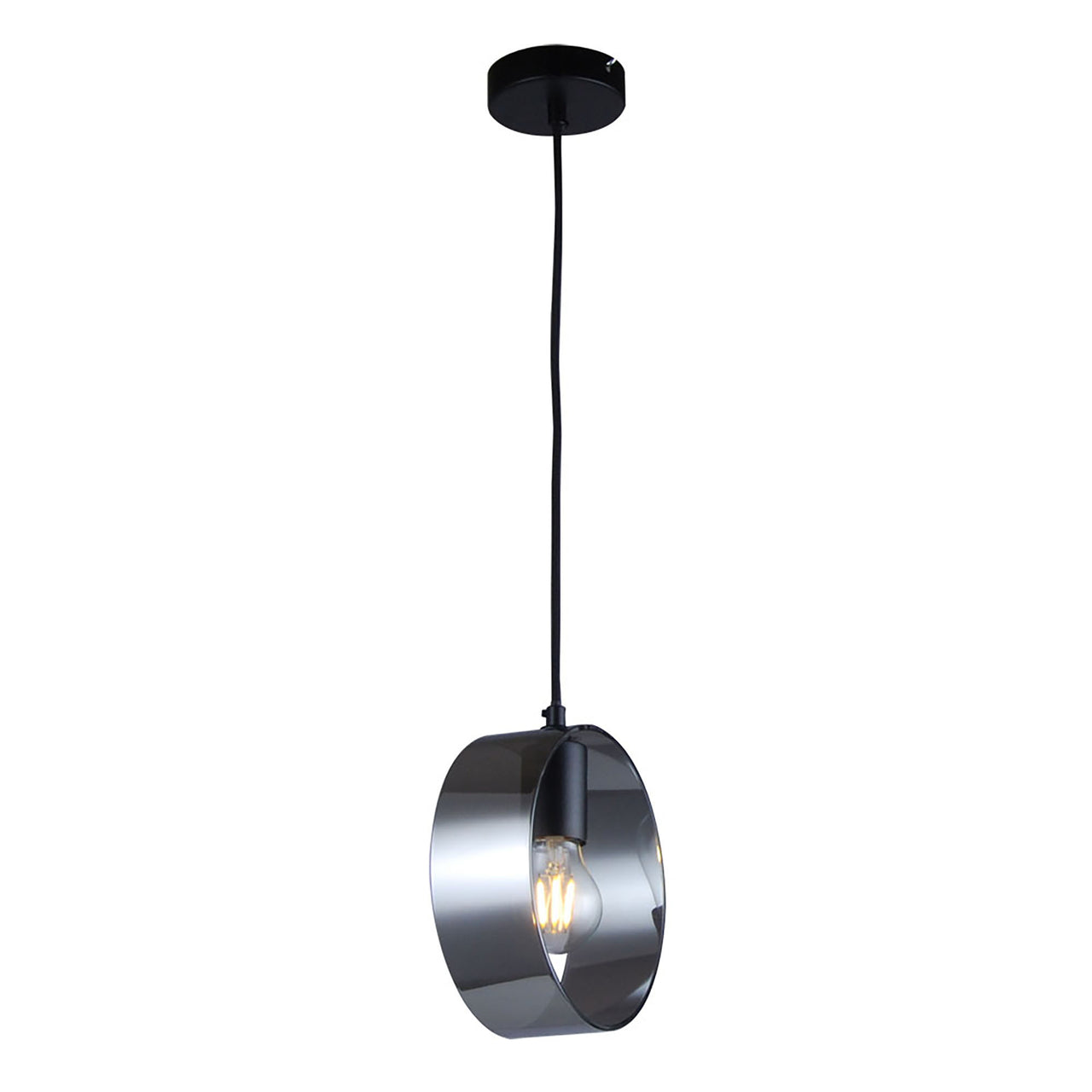 Galaxy Black with Smoked Glass 1 Light Pendant