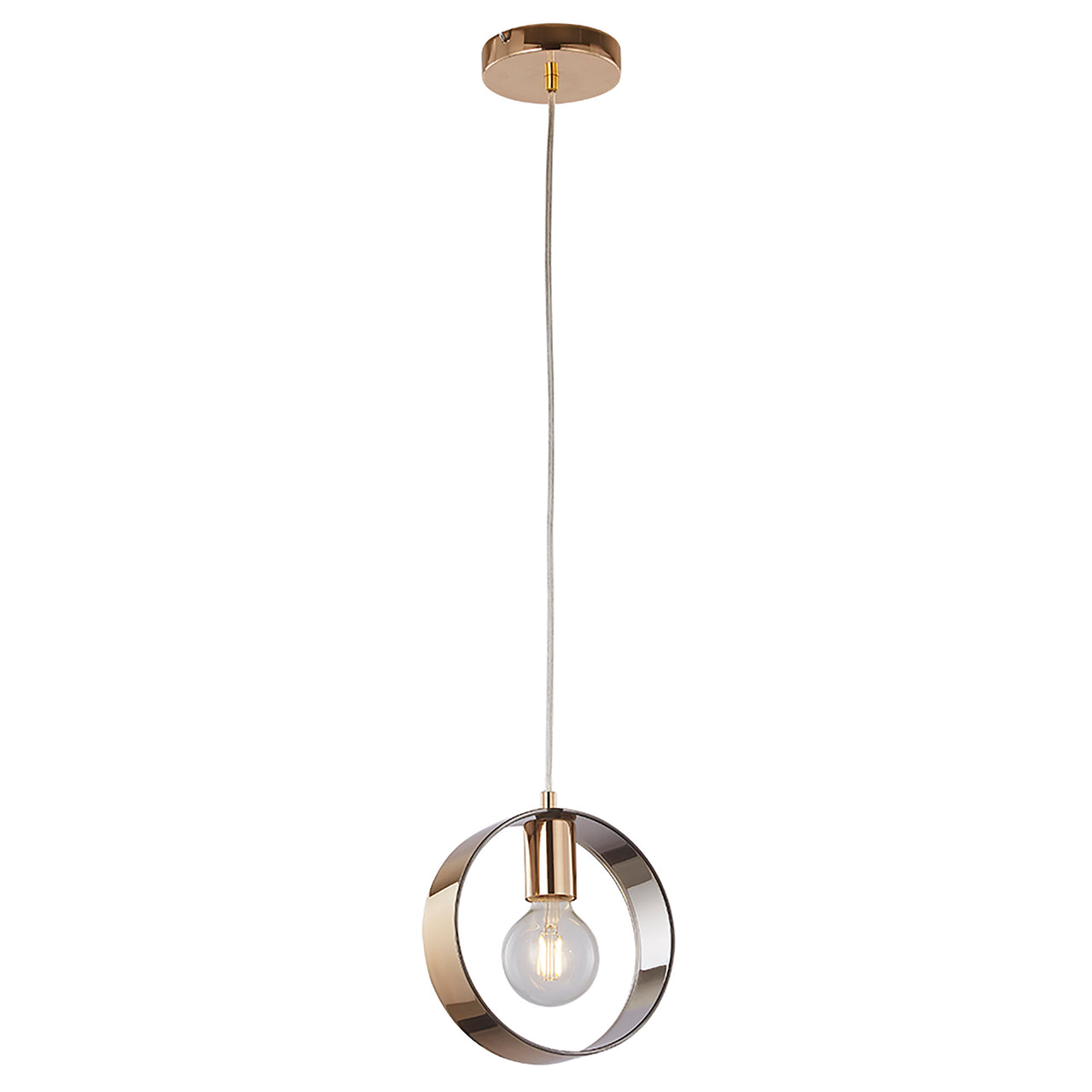 Galaxy Gold with Gold Smoked Glass 1 Light Pendant
