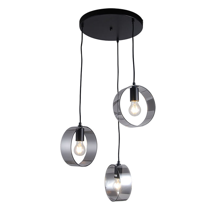Galaxy Black with Smoked Glass 3 Light Pendant
