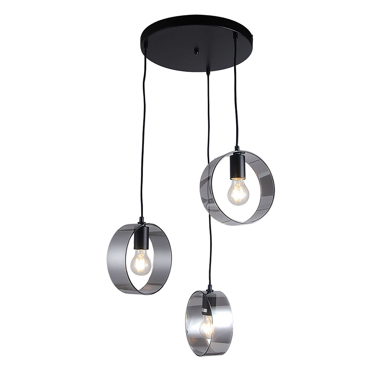 Galaxy Black with Smoked Glass 3 Light Pendant