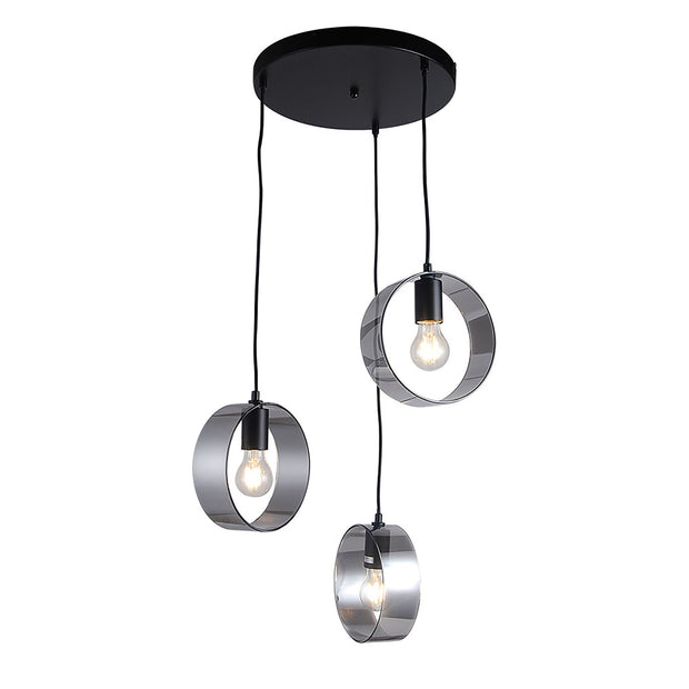 Galaxy Black with Smoked Glass 3 Light Pendant