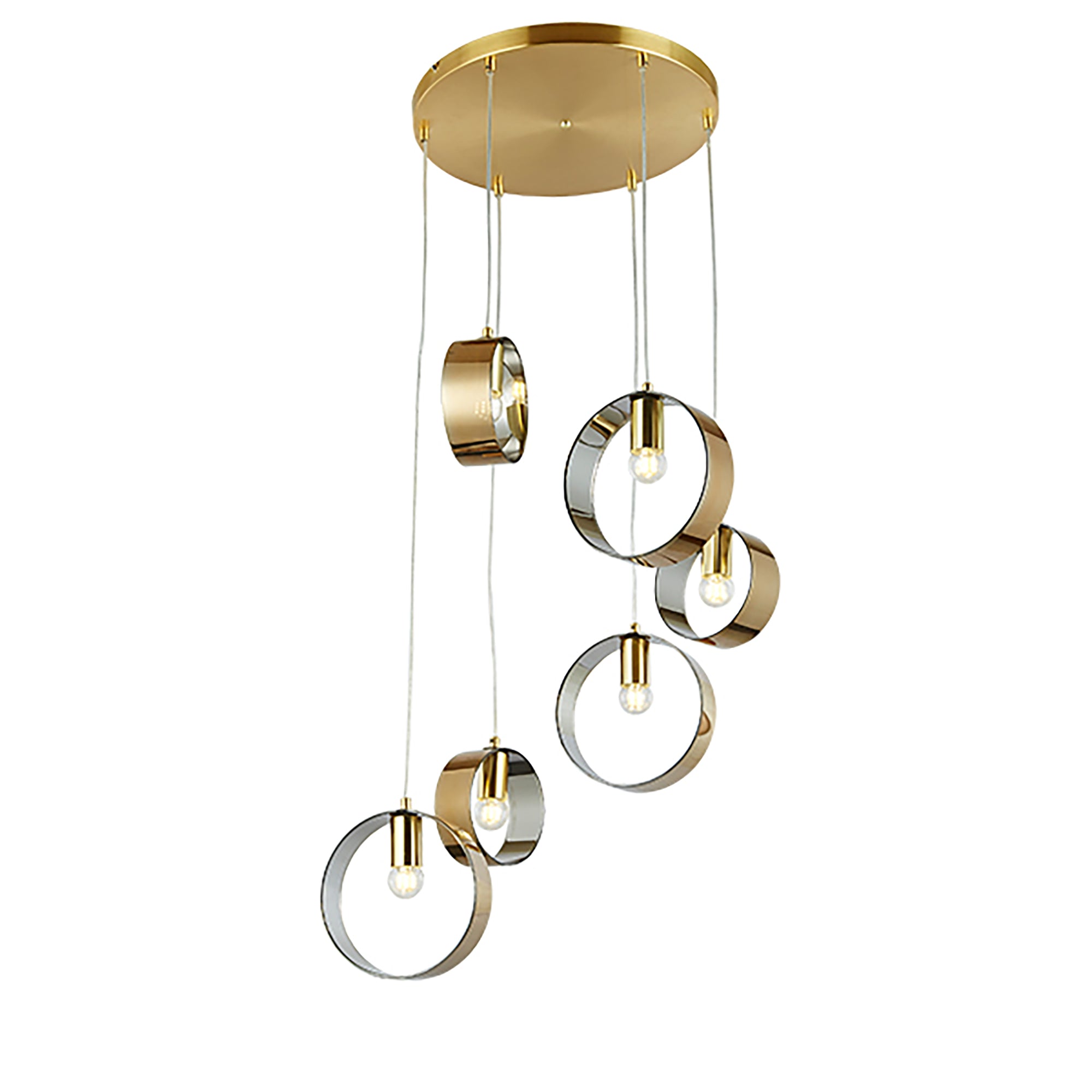 Galaxy Gold with Gold Smoked Glass 6 Light Pendant