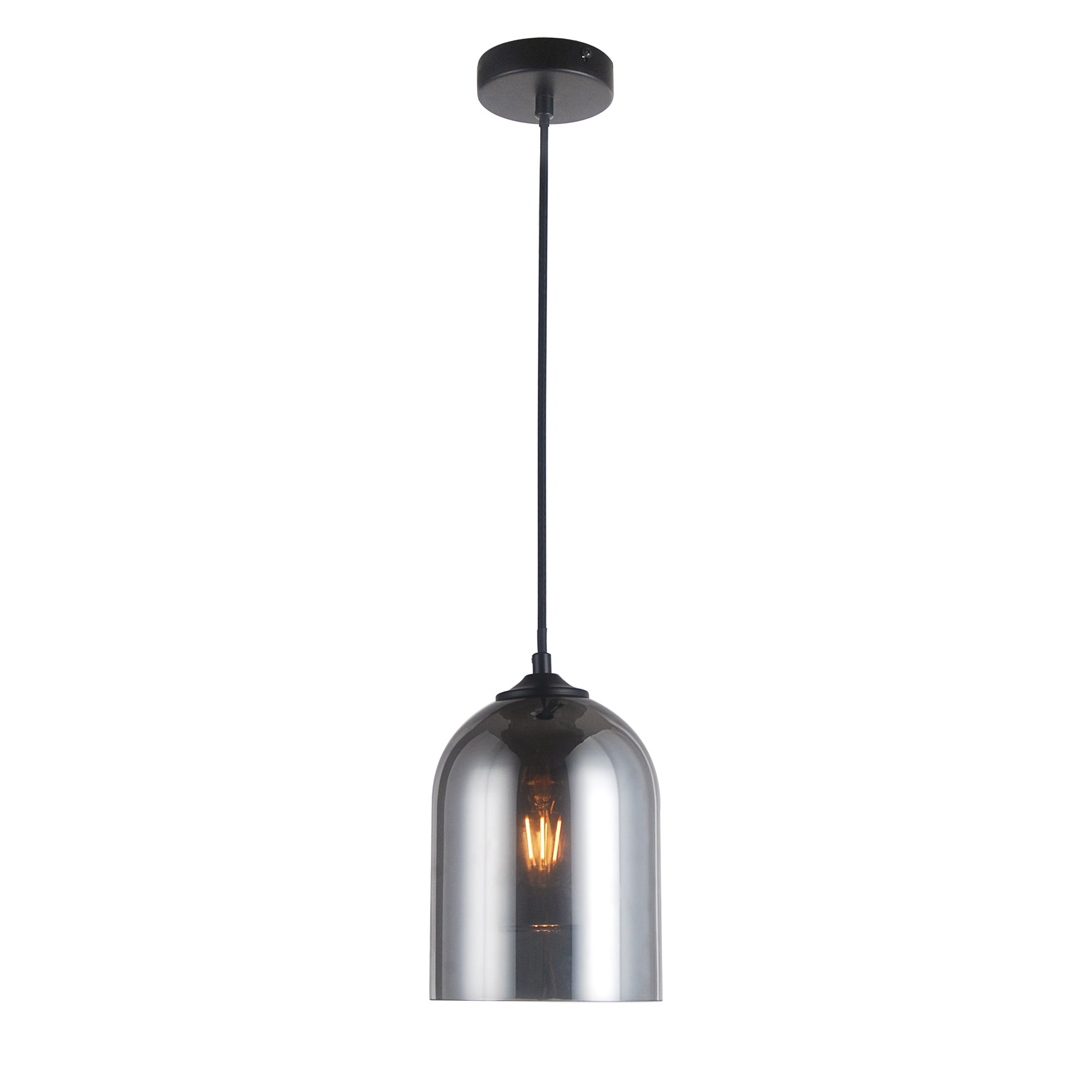 Marco Black with Smoke Glass 1 Light Pendant