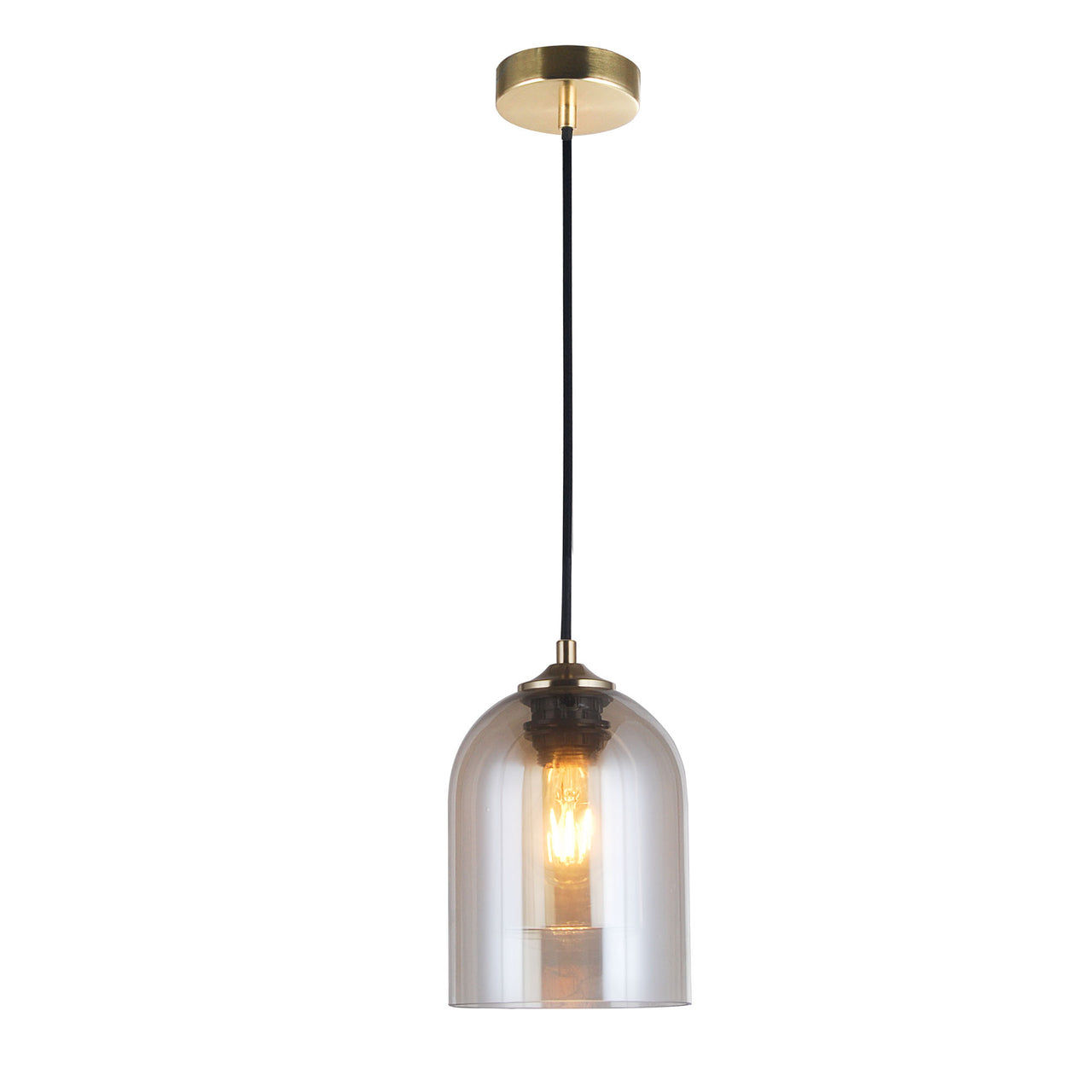 Marco Gold with Cognac Glass 1 Light Pendant