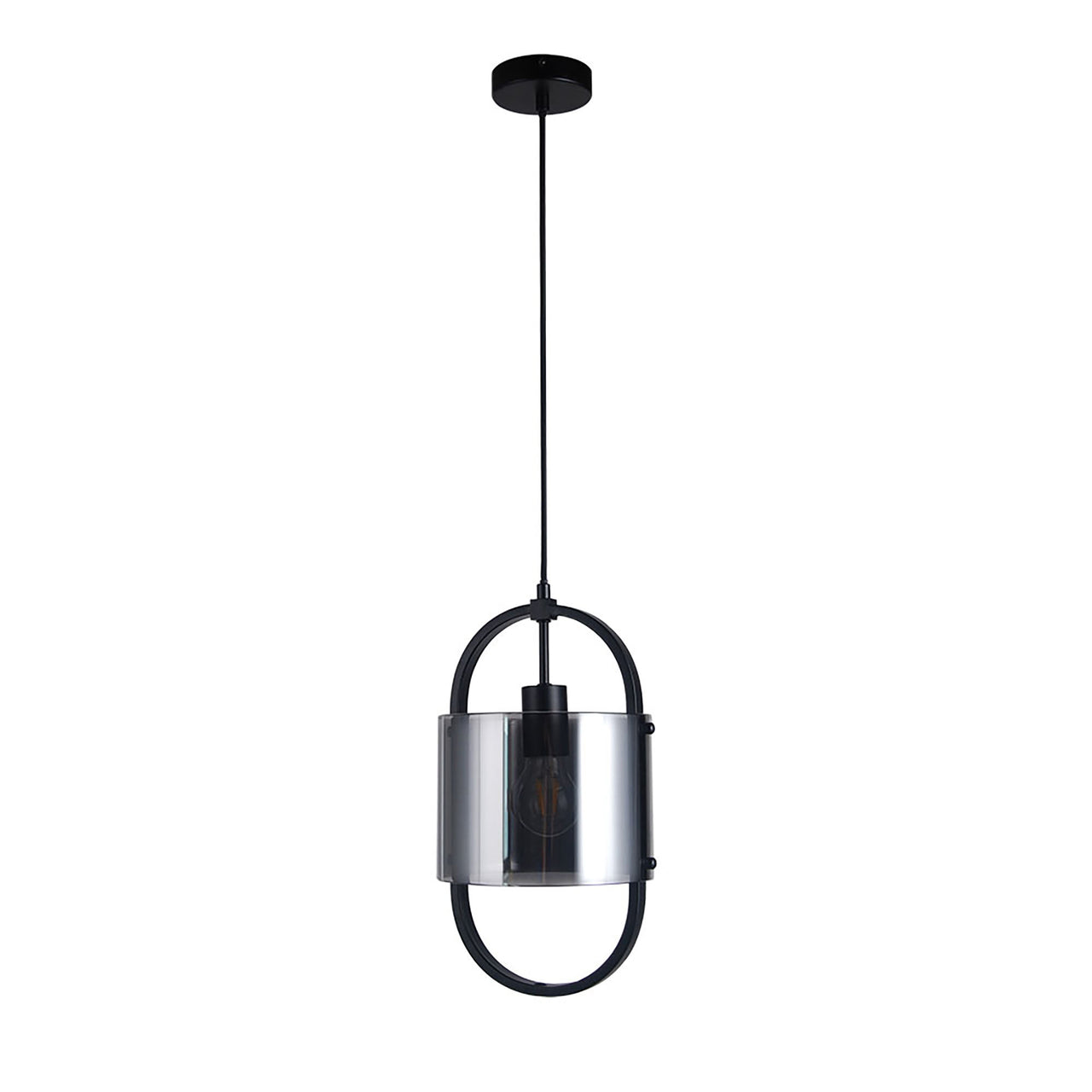 Dynamic Black with Smoke Glass 1 Light Pendant