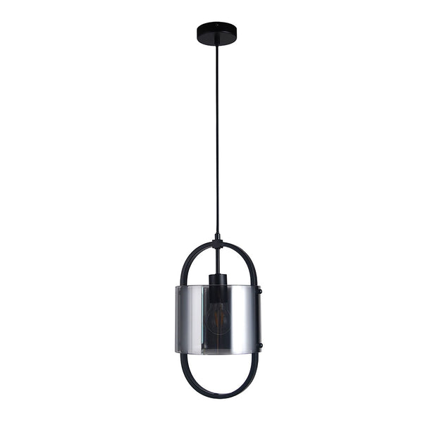 Dynamic Black with Smoke Glass 1 Light Pendant