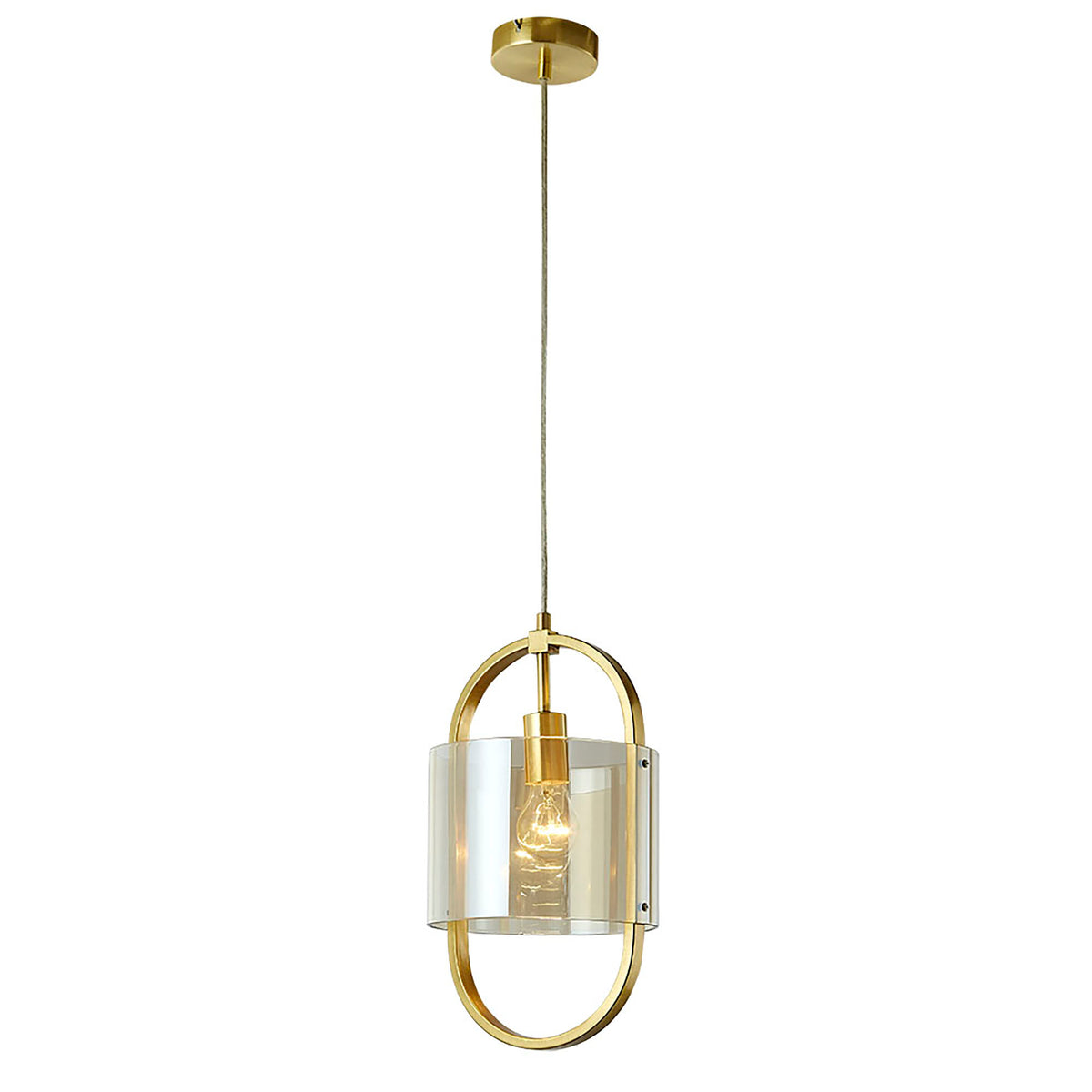 Dynamic Gold with Cognac Glass 1 Light Pendant