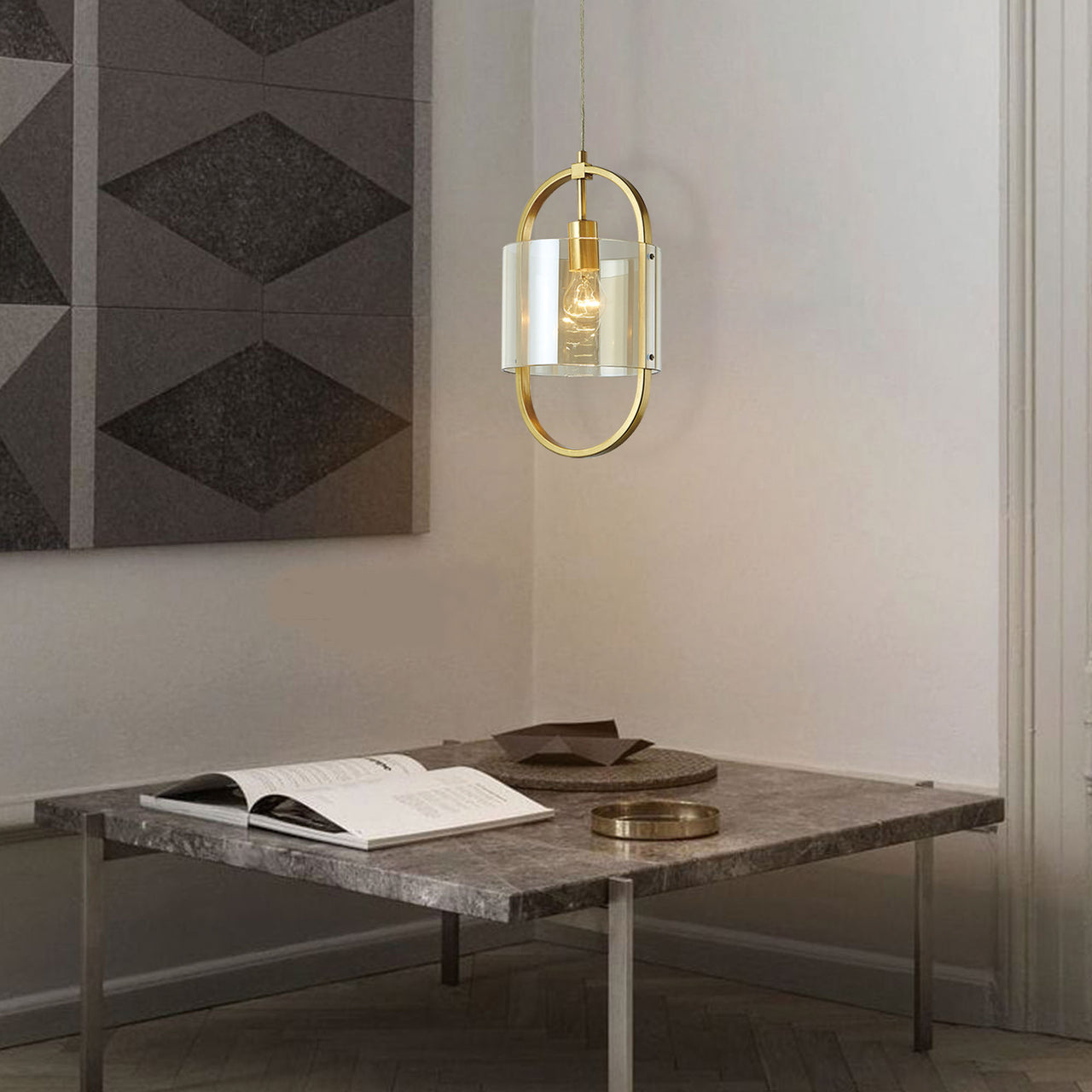 Dynamic Gold with Cognac Glass 1 Light Pendant