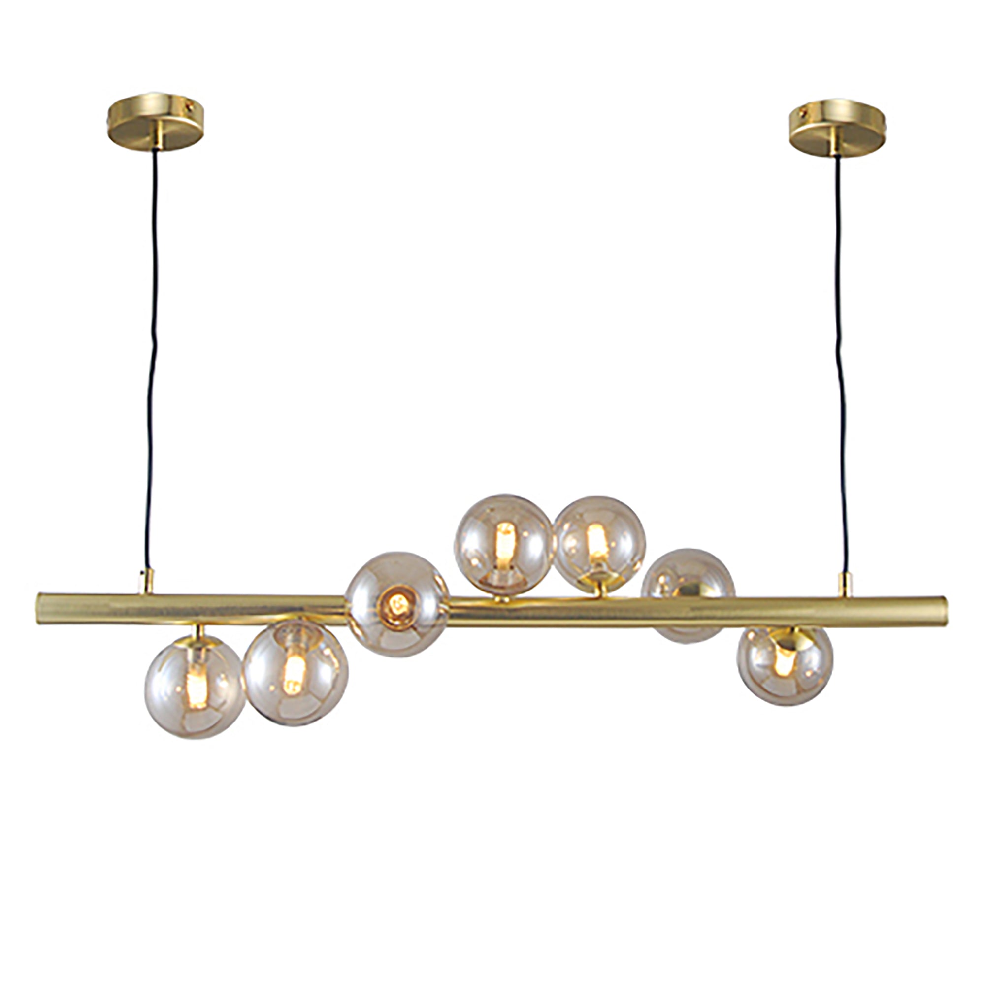 Midday Gold with Amber Glass 900mm 7 Light Bar Pendant