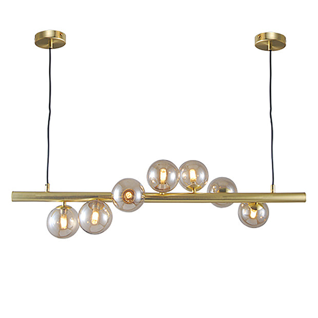 Midday Gold with Amber Glass 900mm 7 Light Bar Pendant