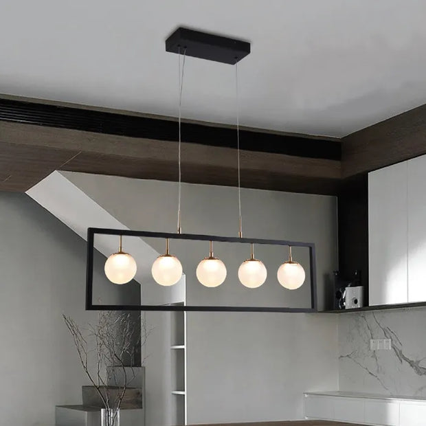 Franco Black and Frost Glass 5 Light Bar Pendant