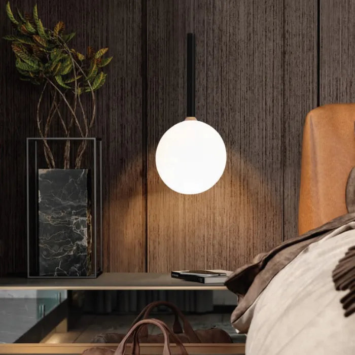 Franco Black and Frost Glass 1 Light Round Pendant