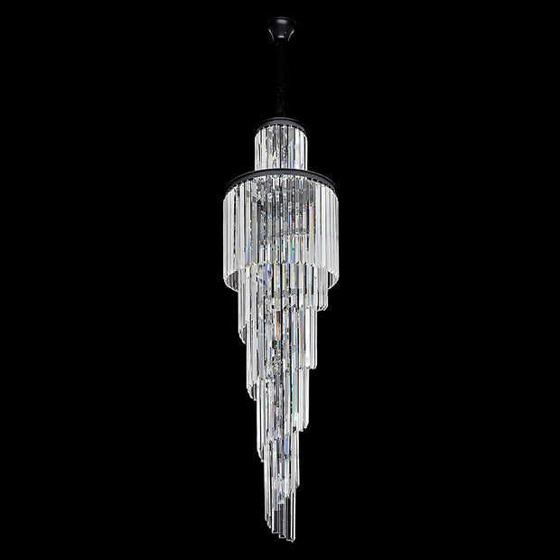 Chanel-S Black and Crystal 400mm x 1300mm Spiral Chandelier