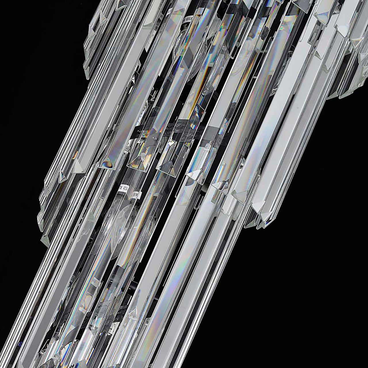 Chanel-S Black and Crystal 400mm x 1300mm Spiral Chandelier