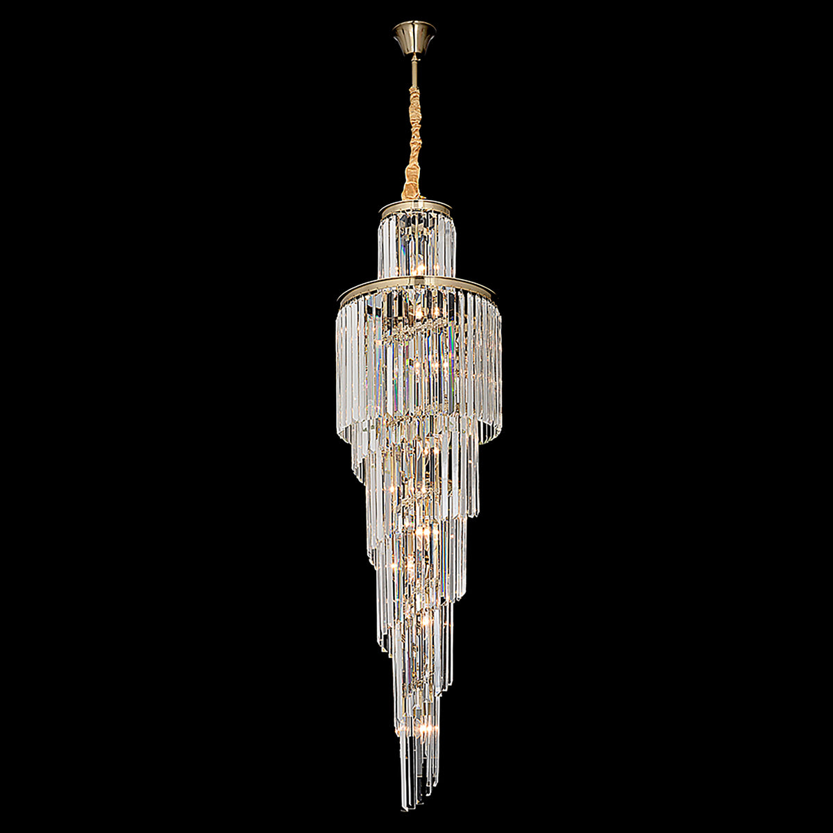 Chanel-S Gold and Crystal 400mm x 1300mm Spiral Chandelier