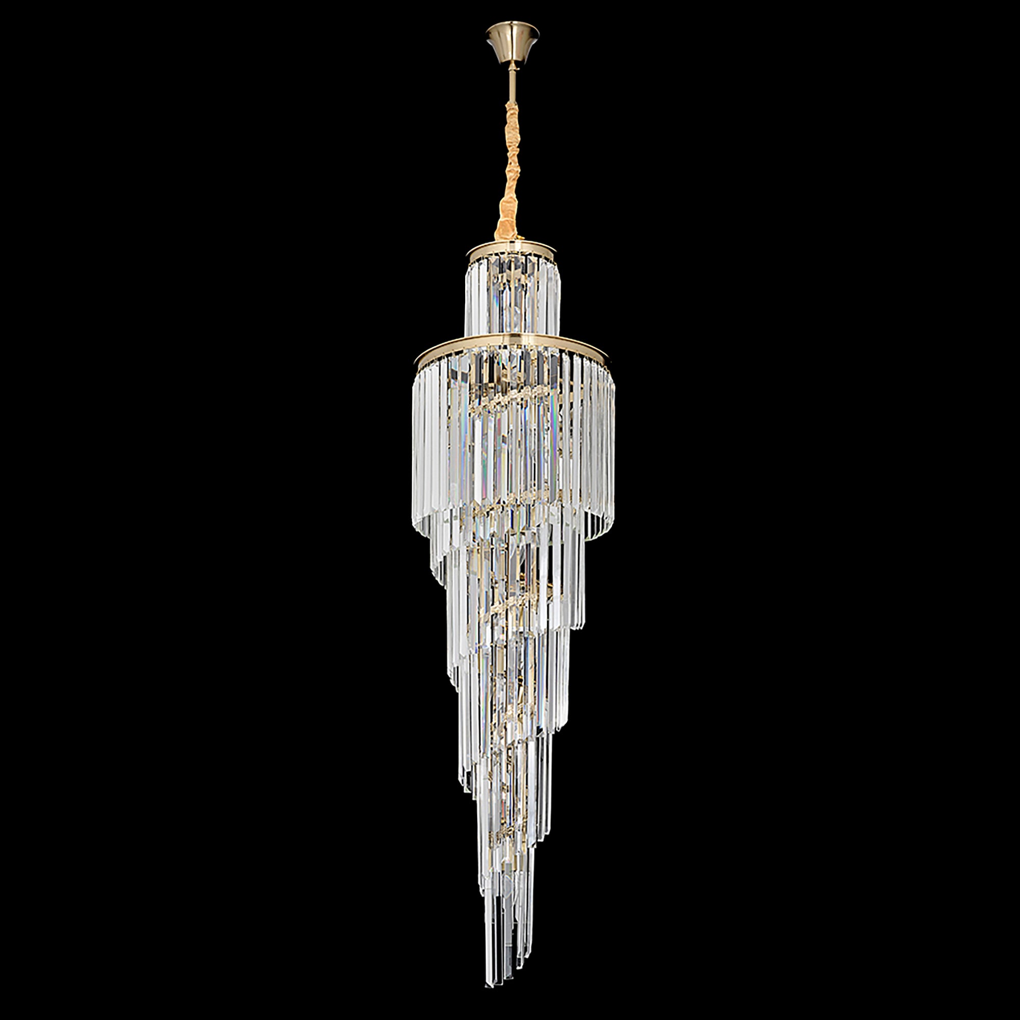 Chanel-S Gold and Crystal 400mm x 1300mm Spiral Chandelier