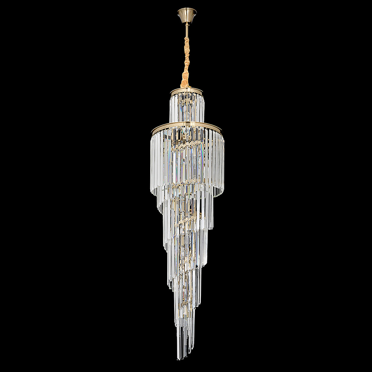 Chanel-S Gold and Crystal 400mm x 1300mm Spiral Chandelier