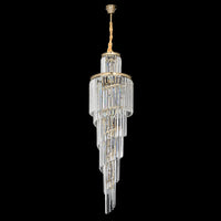 Thumbnail for Chanel-S Gold and Crystal 400mm x 1300mm Spiral Chandelier