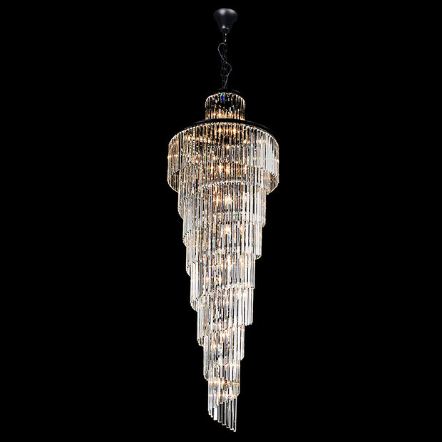 Chanel-L Black and Crystal 700mm x 2000mm Spiral Chandelier