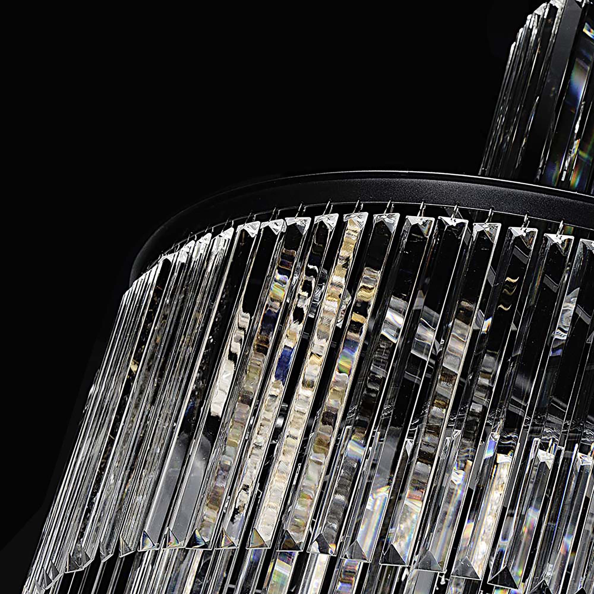 Chanel-L Black and Crystal 700mm x 2000mm Spiral Chandelier