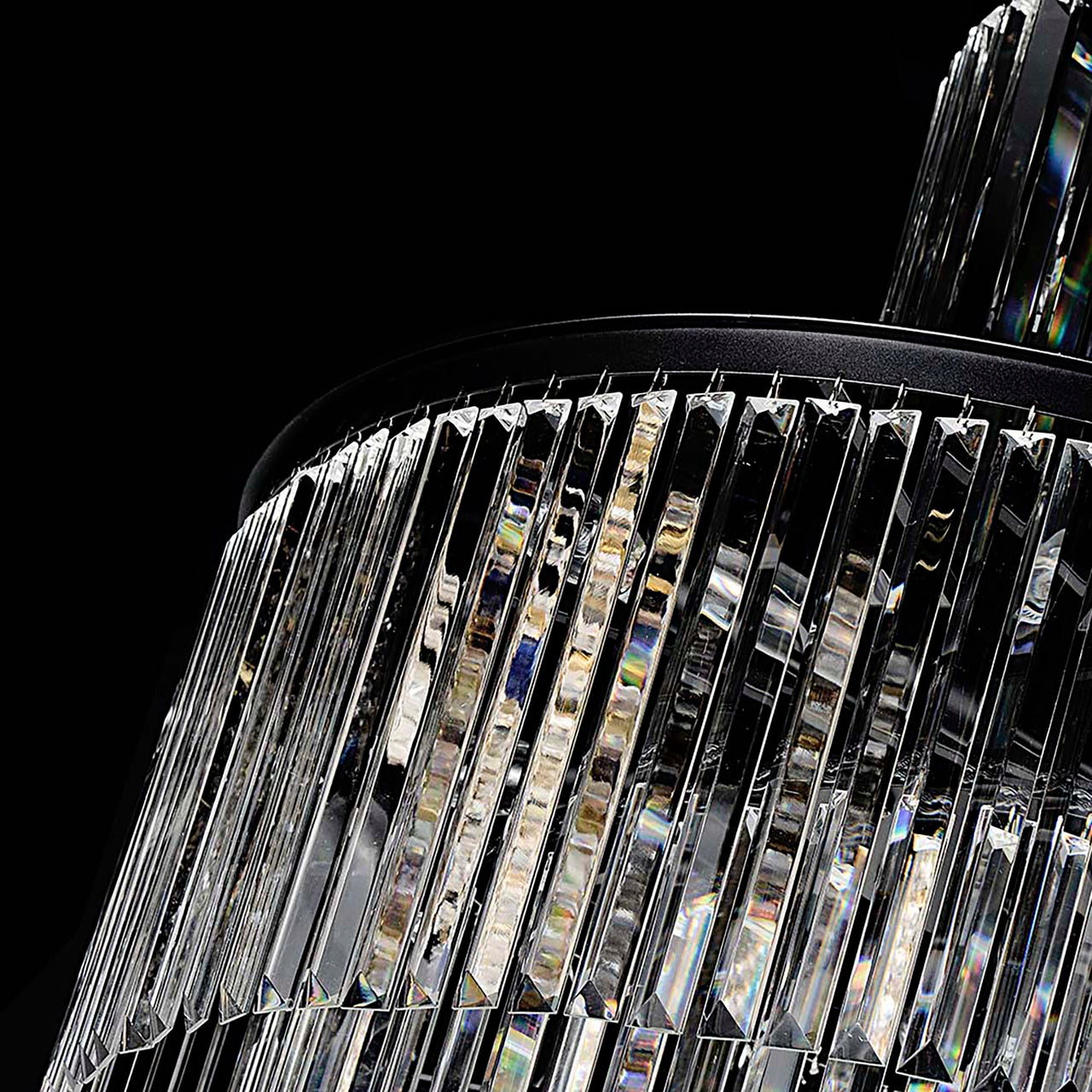Chanel-L Black and Crystal 700mm x 2000mm Spiral Chandelier