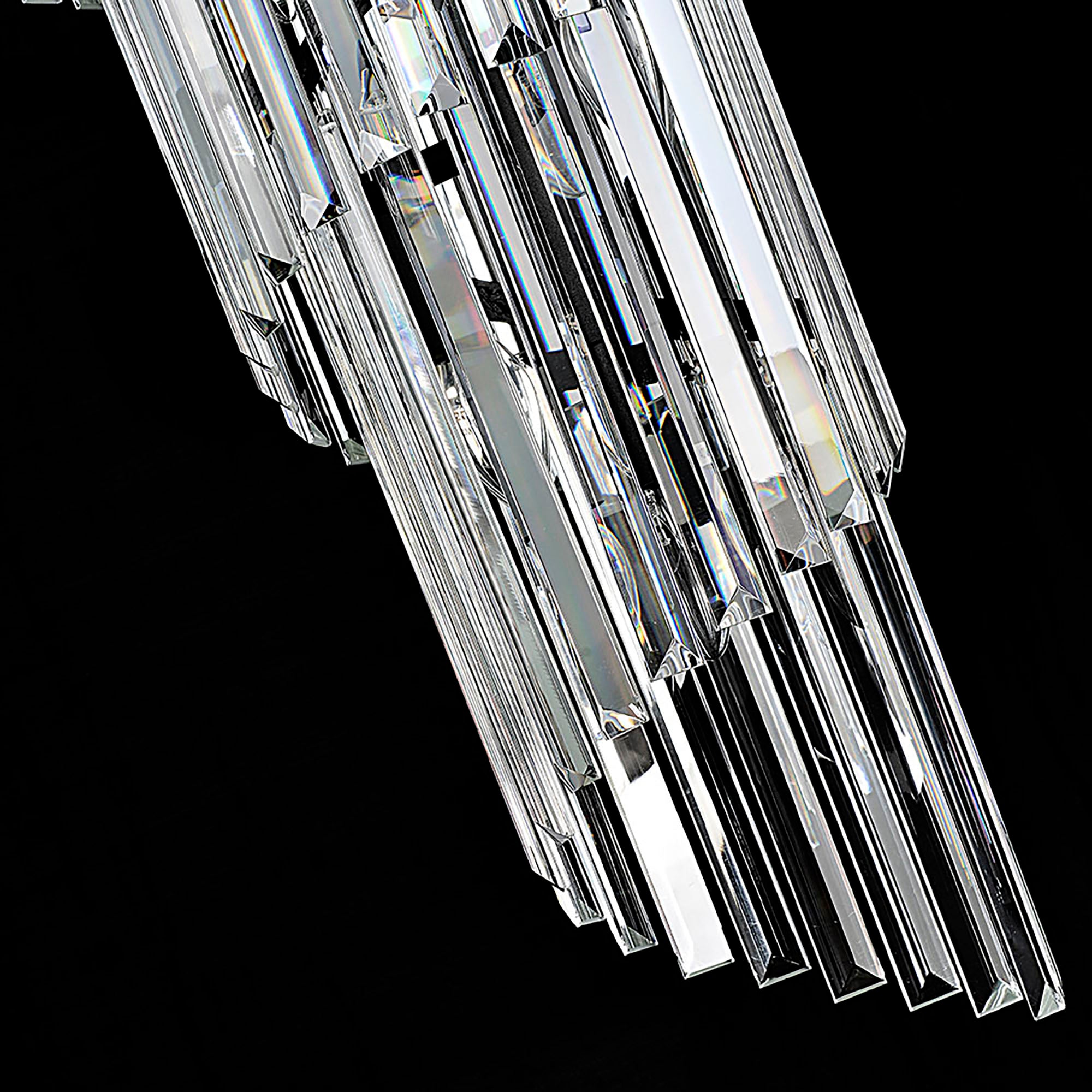 Chanel-L Black and Crystal 700mm x 2000mm Spiral Chandelier