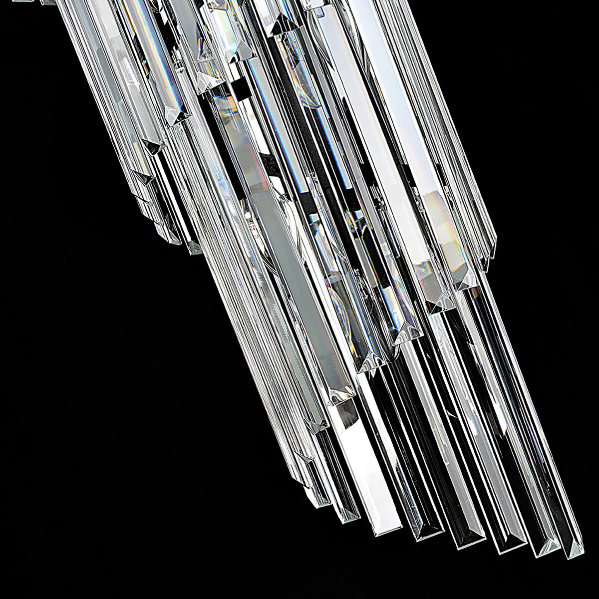 Chanel-L Black and Crystal 700mm x 2000mm Spiral Chandelier