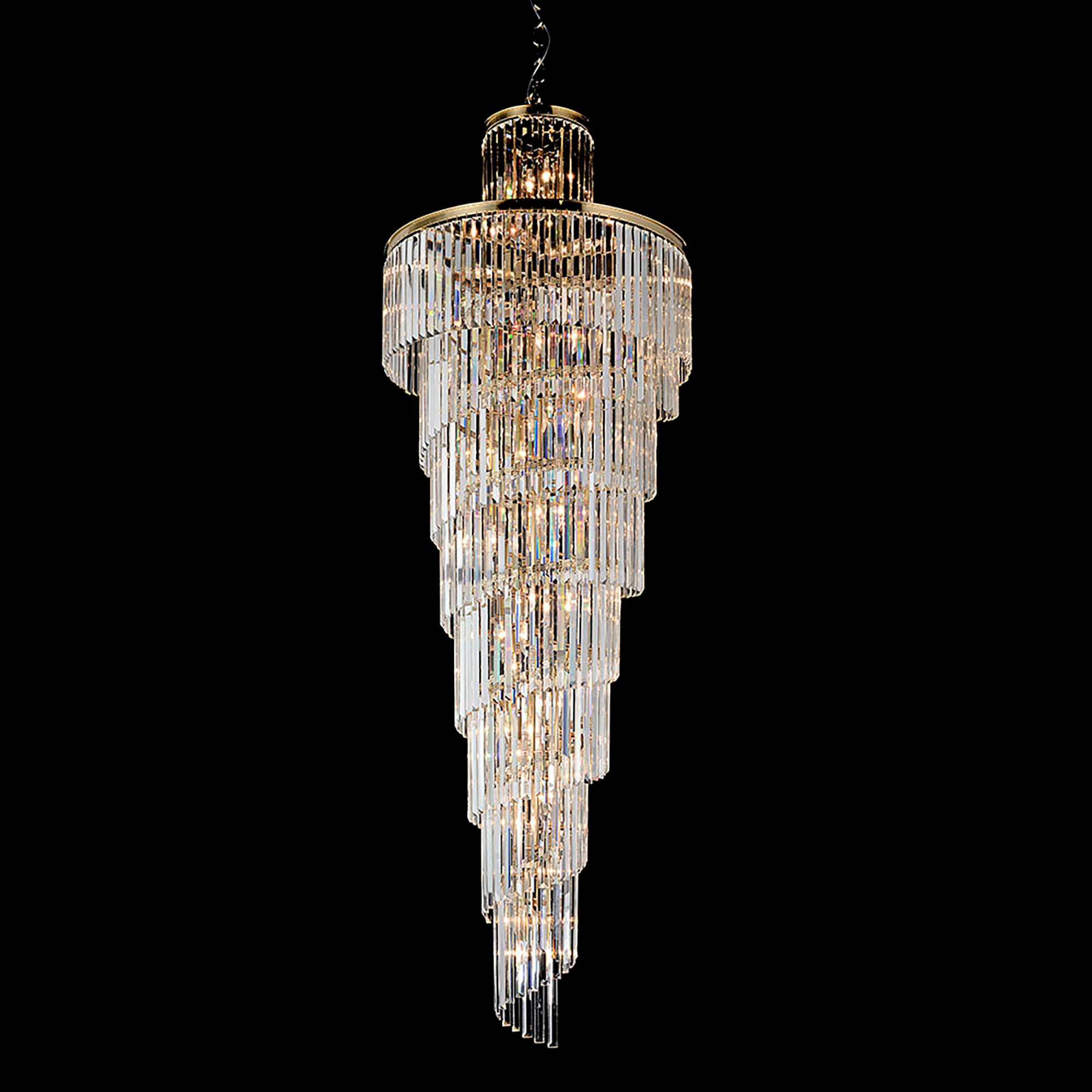 Chanel-L Gold and Crystal 700mm x 2000mm Spiral Chandelier