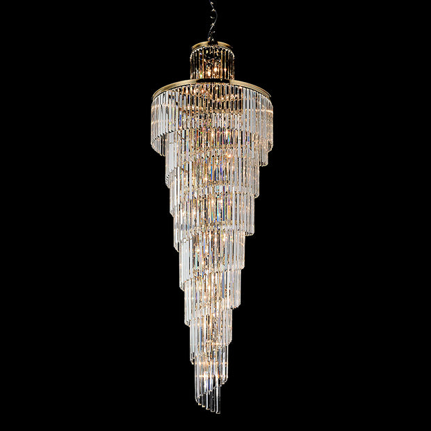 Chanel-L Gold and Crystal 700mm x 2000mm Spiral Chandelier