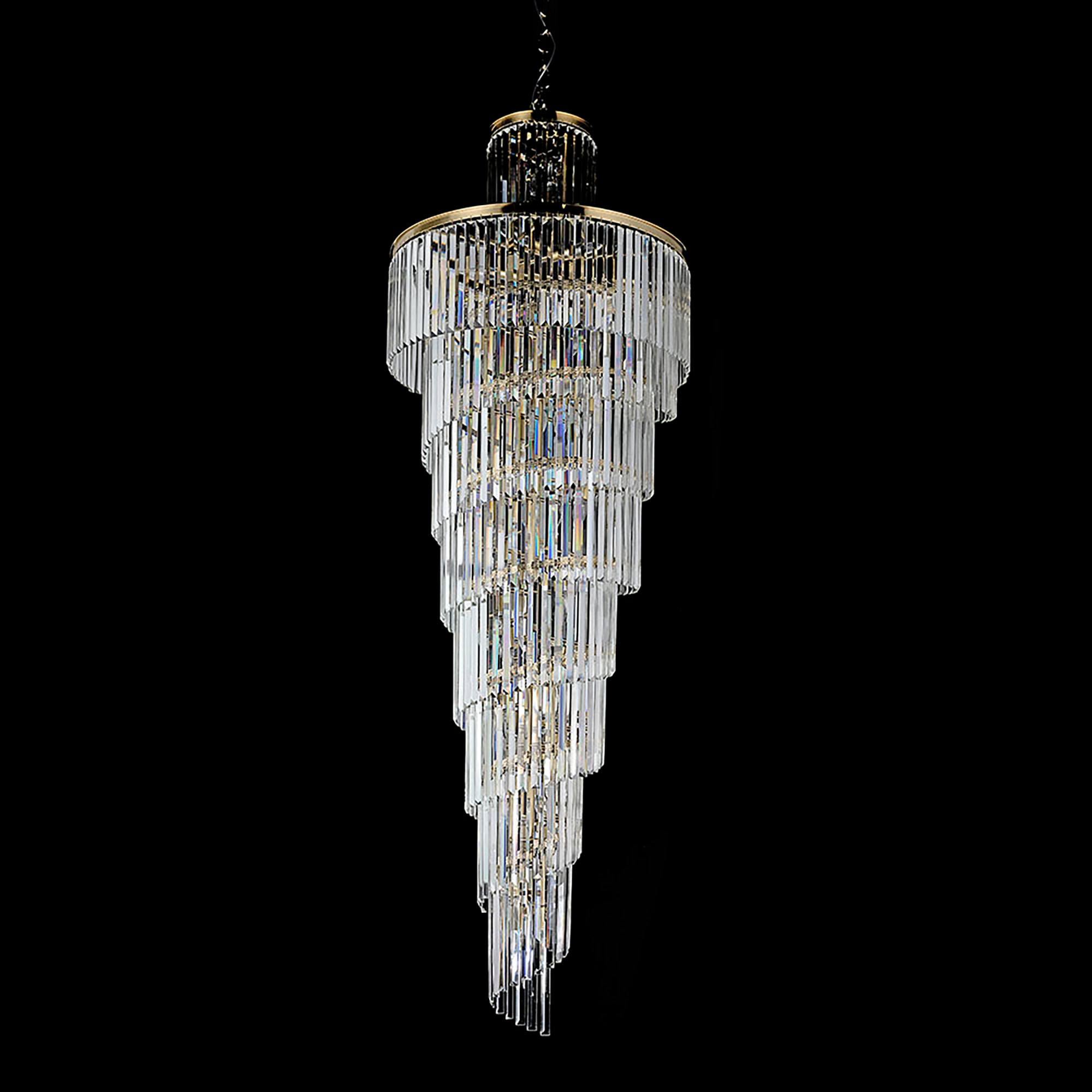 Chanel-L Gold and Crystal 700mm x 2000mm Spiral Chandelier