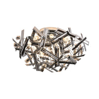 Thumbnail for Brazza Black/Chrome and Smoke Crystal Close To Ceiling Light