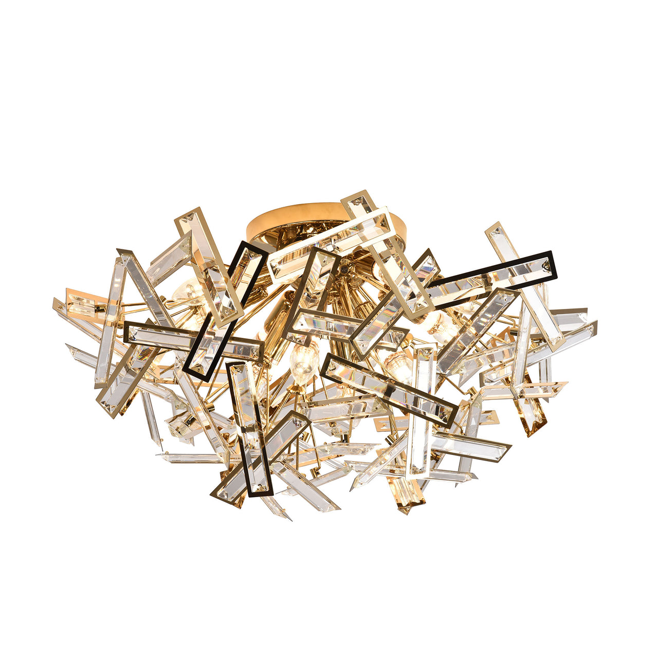Brazza Gold and Clear Crystal Close To Ceiling Light