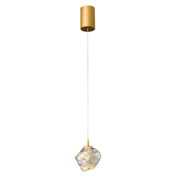 Gem Gold and Clear Glass 1 Light 3000K LED Pendant Light