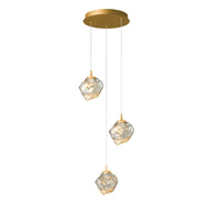 Thumbnail for Gem Gold and Clear Glass 3 Light 3000K LED Pendant Light