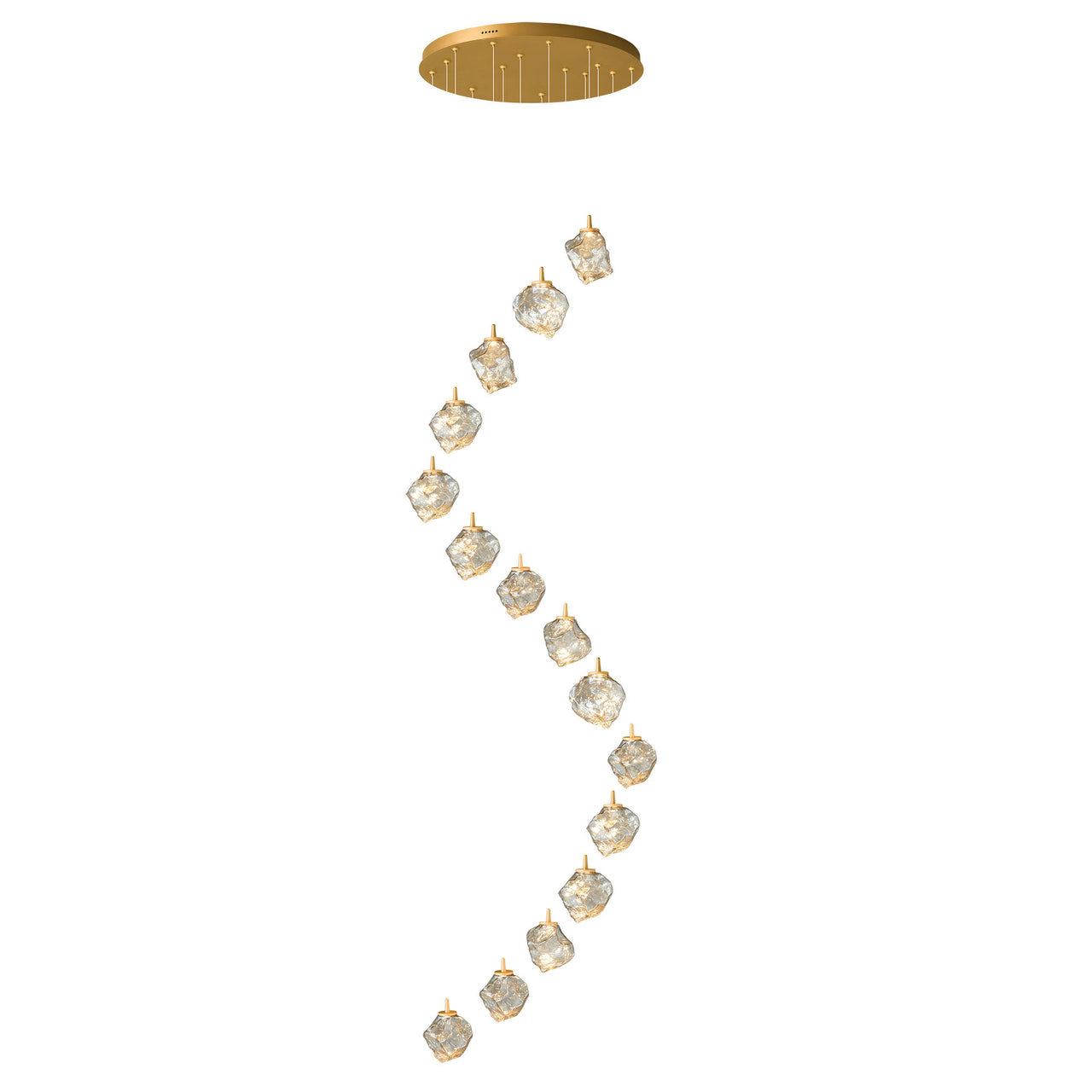 Gem Gold and Clear Glass 15 Light 3000K LED Pendant